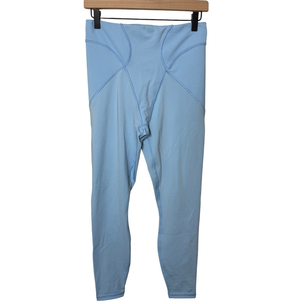 Savage X Fenty Sport Light Blue Ribbed Accent Leggings Activewear Athletic Pants